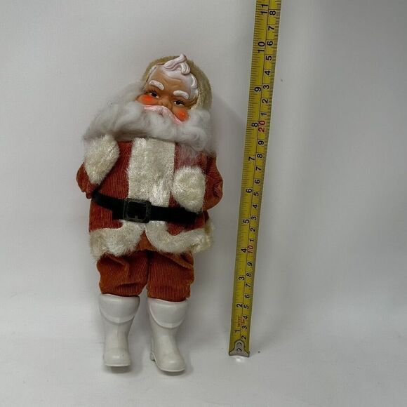 VTG Rubber Face Santa Suit Plastic Boots 10" Bendable Arms Faded Japan - Picture 8 of 8